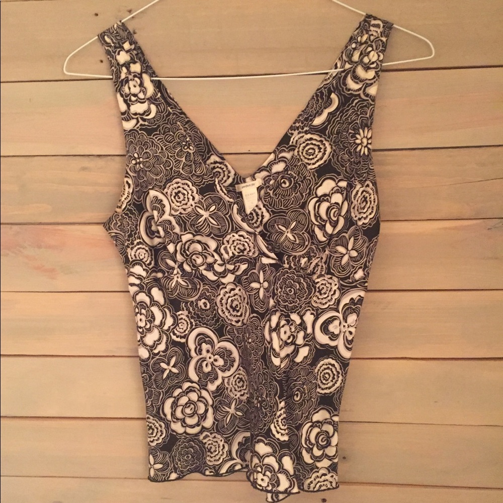 Silk Graphic Flower Vintage Y2K Quirky Tank Womens Small
